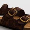Sandalen met dubbele bandjes en voetbed in luipaardprint