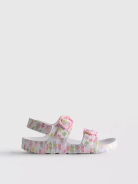 Sandalen met dubbele gesp en print