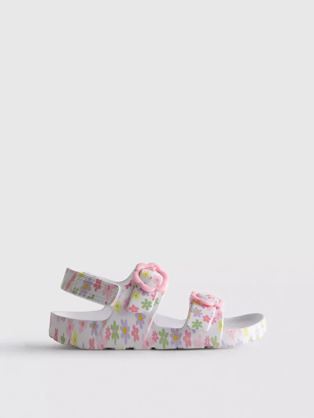 Sandalen met dubbele gesp en print