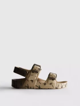 Sandalen met dubbele gesp en print