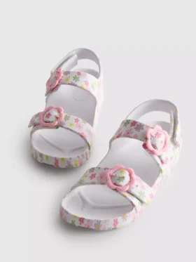 Sandalen met dubbele gesp en print