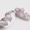 Sandalen met dubbele gesp en print