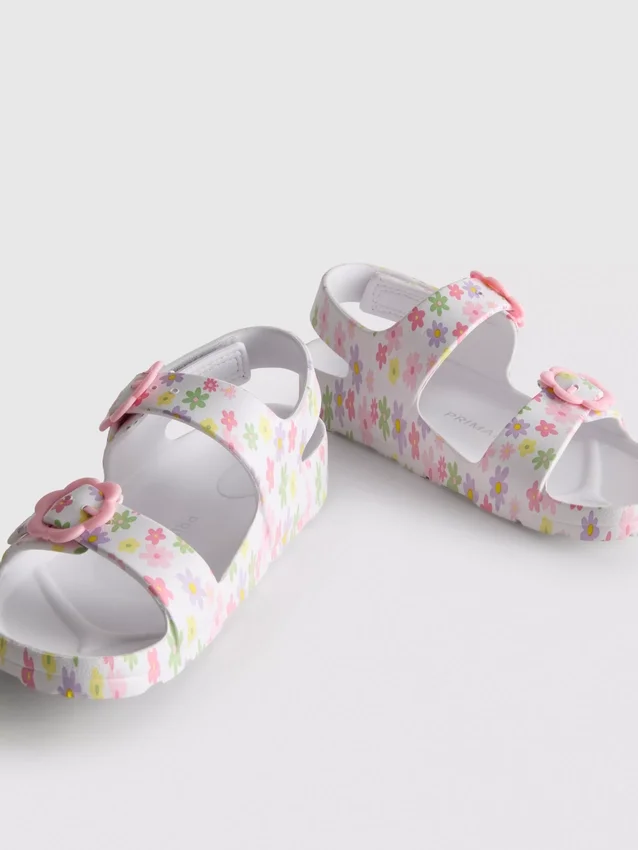 Sandalen met dubbele gesp en print