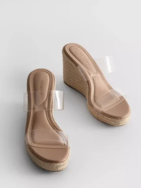 Sandalen met plexiglas sleehak