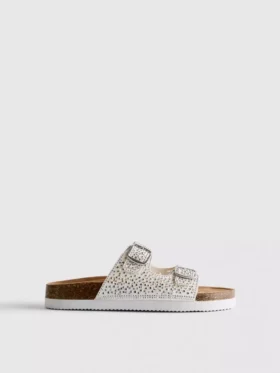 Sandalen met versierd voetbed en dubbele gesp