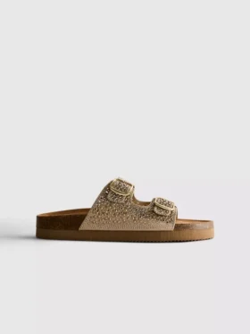 Sandalen met versierd voetbed en dubbele gesp