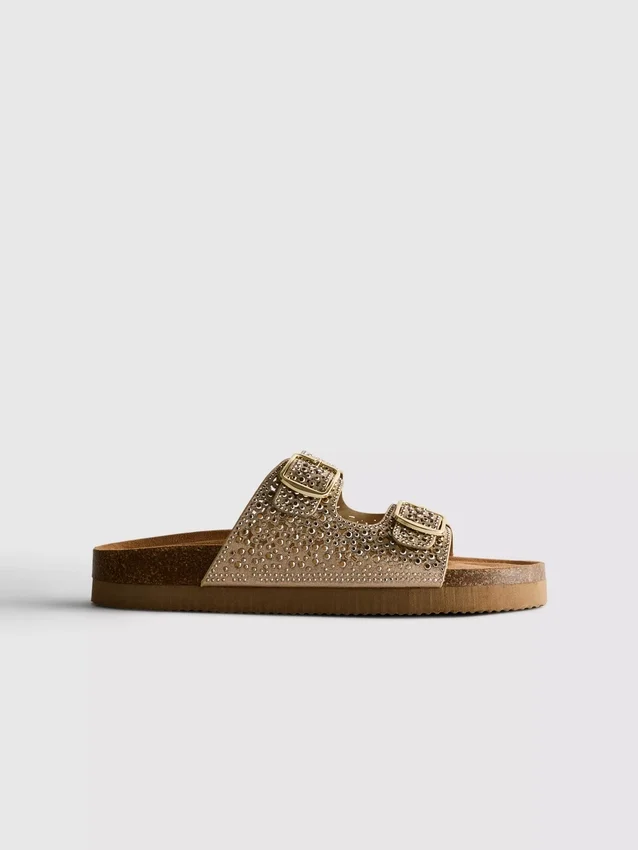 Sandalen met versierd voetbed en dubbele gesp