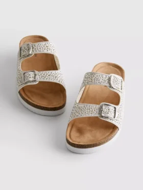 Sandalen met versierd voetbed en dubbele gesp