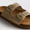 Sandalen met versierd voetbed en dubbele gesp