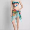 Sarong met franjes en tropische print