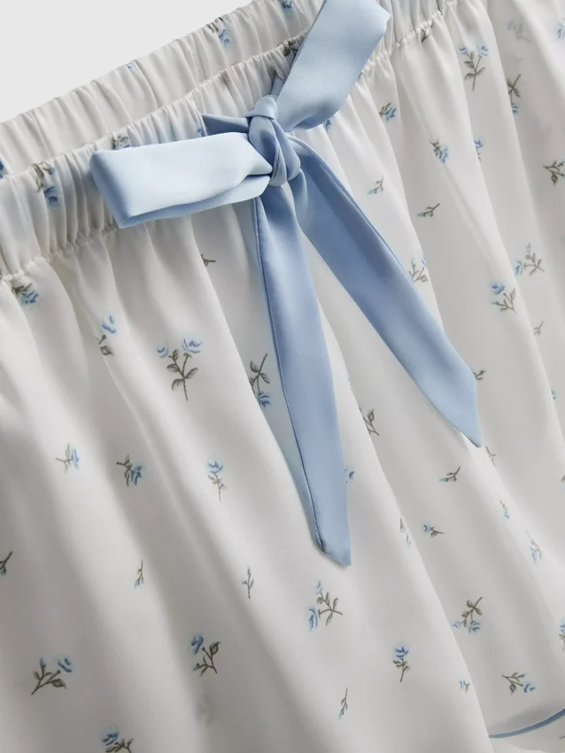 Satineren boyfriend-pyjama met bloemenprint