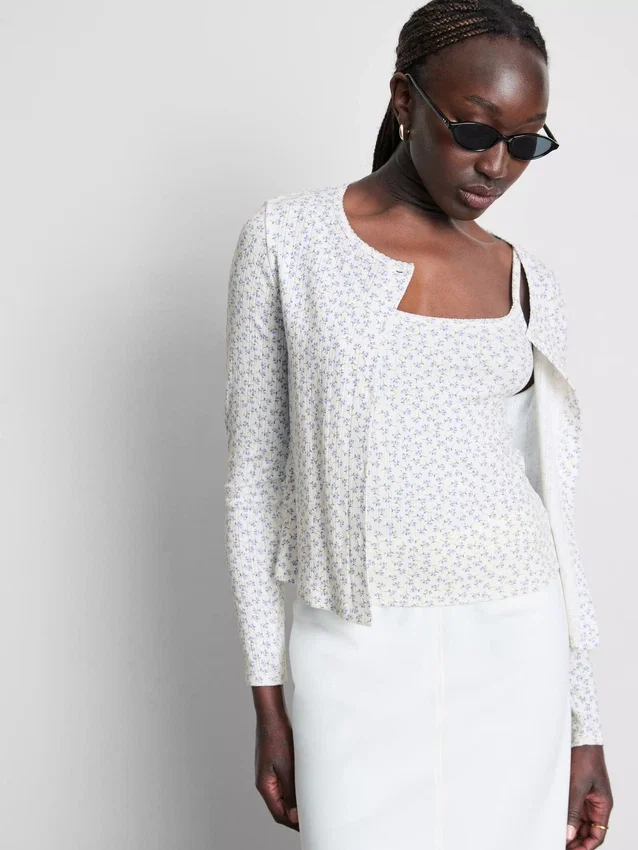Set met pointelle-vest en cami