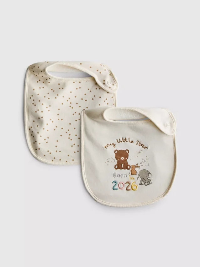 Set van 2 ‘Born in 2026’-slabbetjes