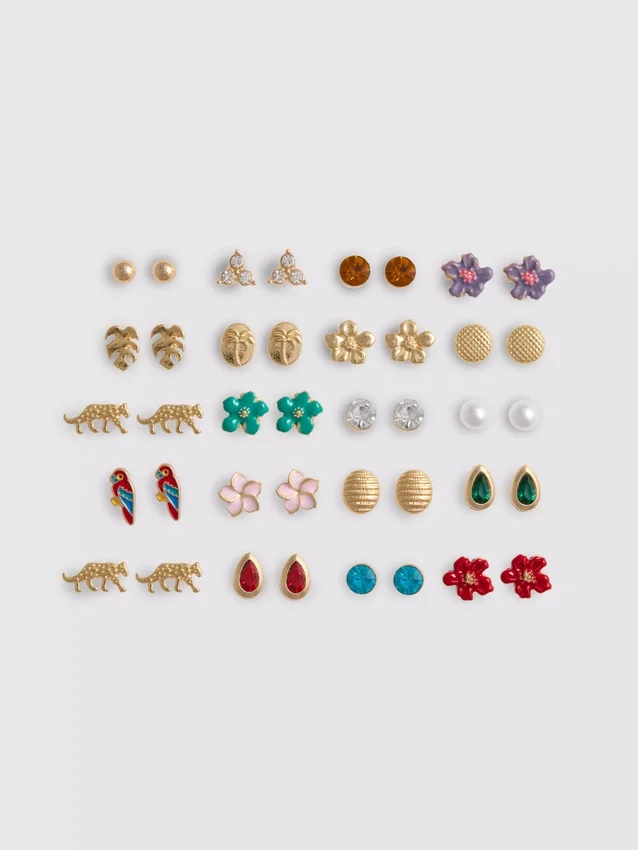Set van 20 tropische oorknopjes