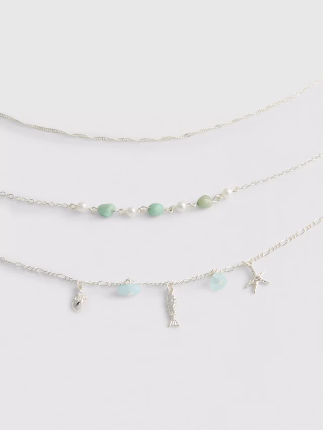 Set van 3 gemengde bedelkettingen