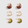 Set van 3 hoepeloorbellen van hars