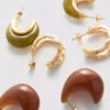 Set van 3 hoepeloorbellen van hars