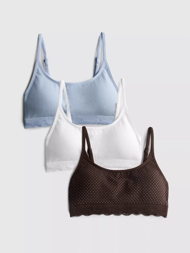 Set van 3 naadloze bralettes met kanten rand
