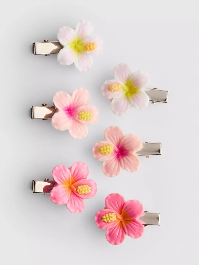 Set van 6 bloemvormige haarspeldjes