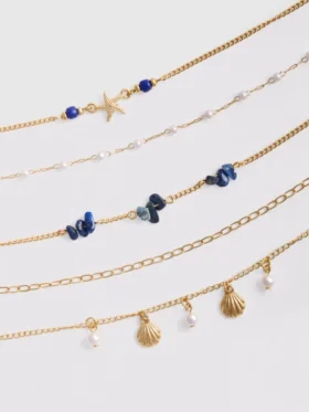 Set van 6 choker-kettingen met zeeleven-motief