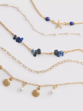 Set van 6 choker-kettingen met zeeleven-motief