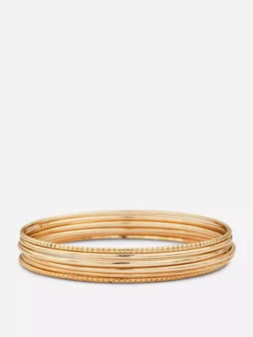 Set van 6 gepolijste metalen armbanden