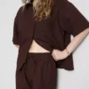Shorts met elastische tailleband van katoenmix