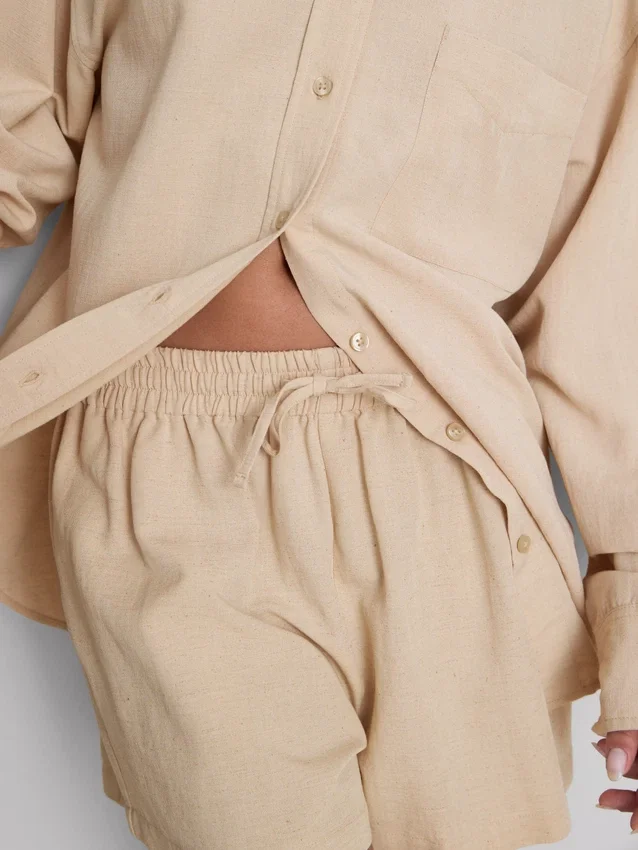 Shorts met elastische tailleband van katoenmix