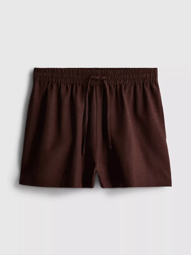 Shorts met elastische tailleband van katoenmix