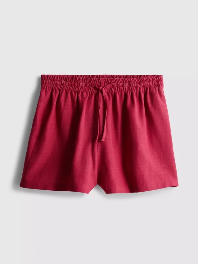 Shorts met elastische tailleband van katoenmix