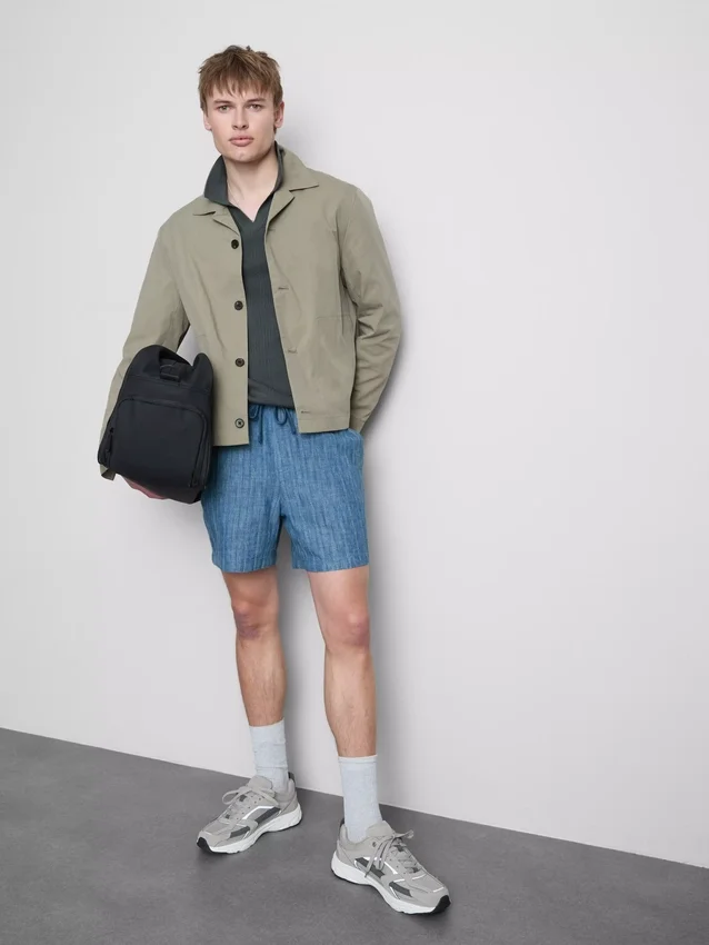 Shorts met getekste stof en trekkoord in de taille