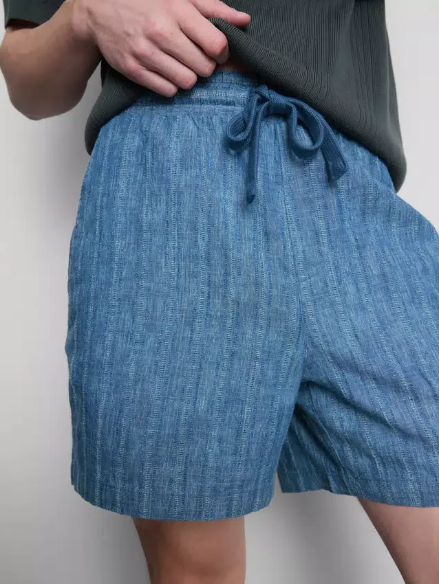 Shorts met getekste stof en trekkoord in de taille