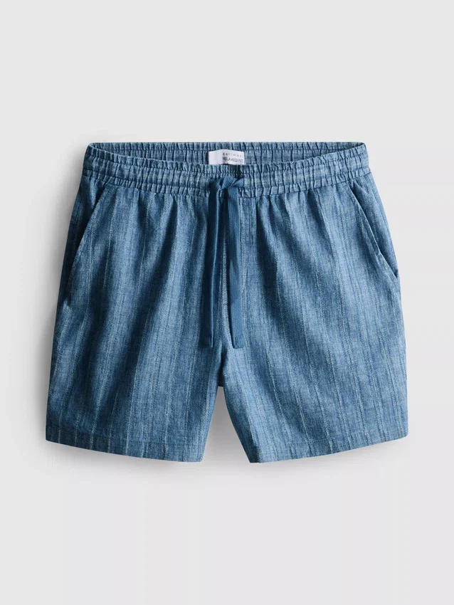 Shorts met getekste stof en trekkoord in de taille