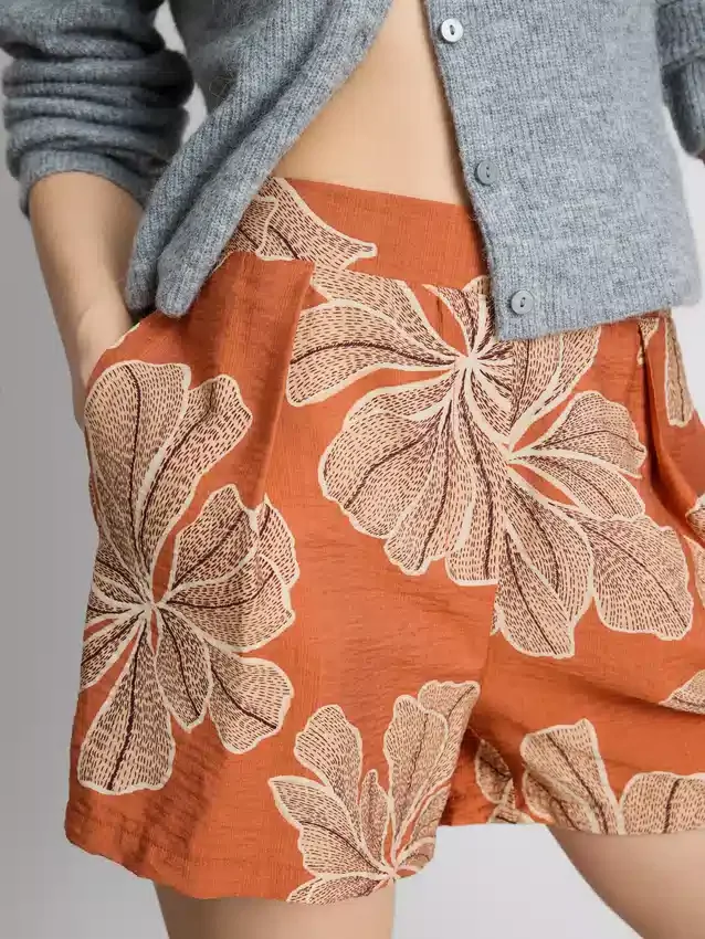 Shorts met hoge taille en print