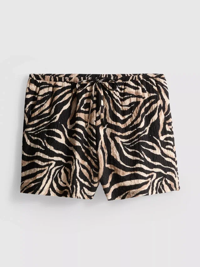 Shorts met print en gekreukelde textuur