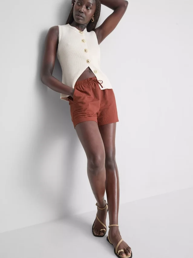 Shorts met textuur en trekkoord