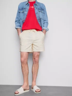 Shorts met textuur en trekkoord