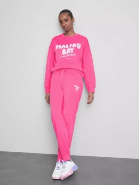 Skinny joggingbroek van katoenmix met print