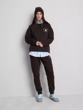 Skinny joggingbroek van katoenmix met print
