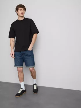 Slim-fit denimshort met middelhoge taille