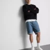 Slim-fit denimshort met middelhoge taille