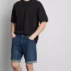Slim-fit denimshort met middelhoge taille
