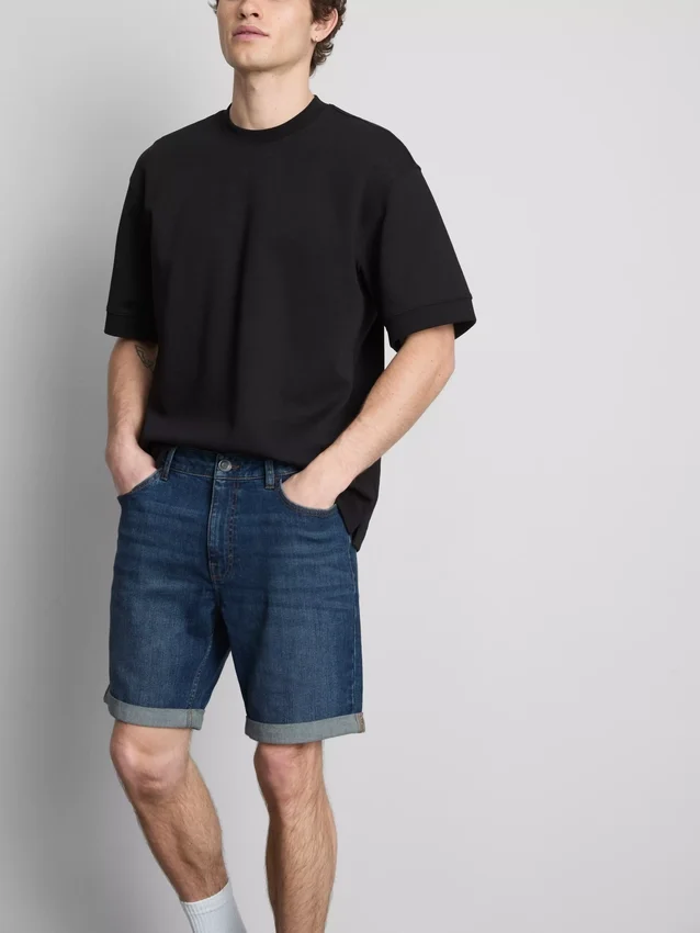 Slim-fit denimshort met middelhoge taille
