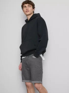 Slim-fit denimshort met middelhoge taille