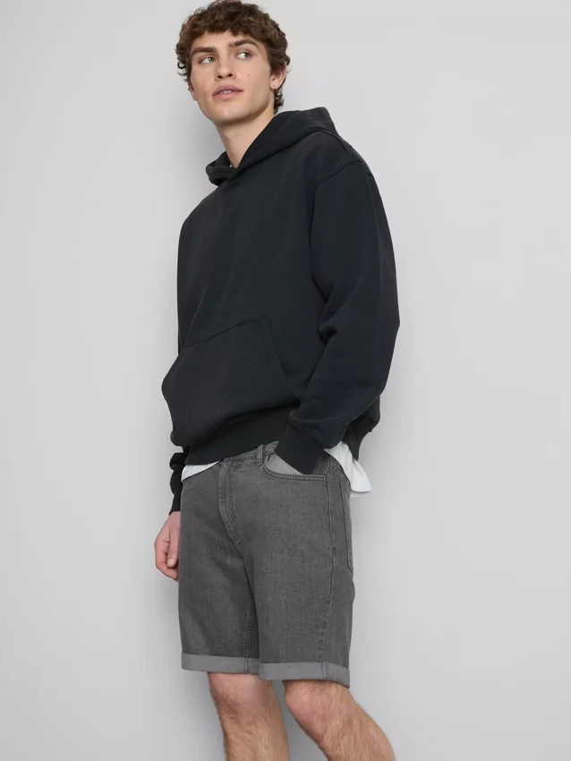 Slim-fit denimshort met middelhoge taille