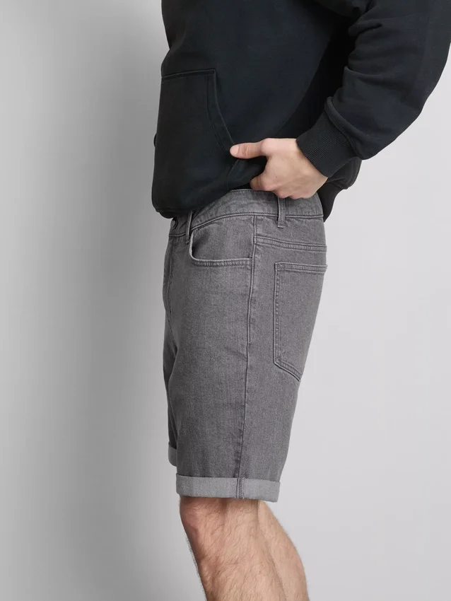 Slim-fit denimshort met middelhoge taille
