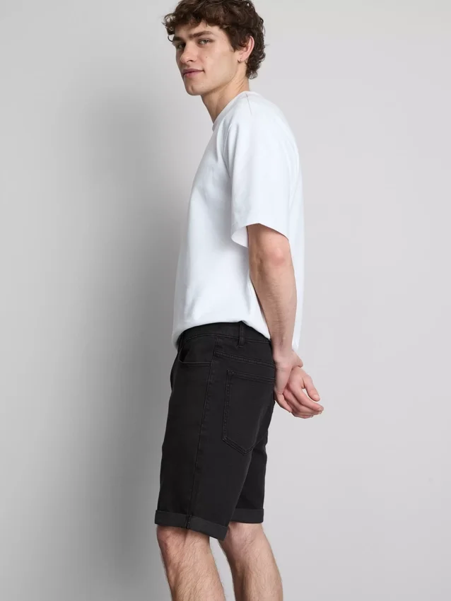 Slim-fit denimshort met middelhoge taille