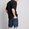 Slim-fit denimshort met middelhoge taille