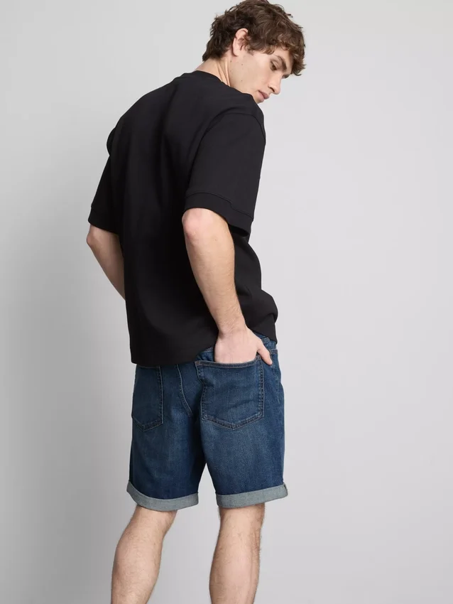 Slim-fit denimshort met middelhoge taille