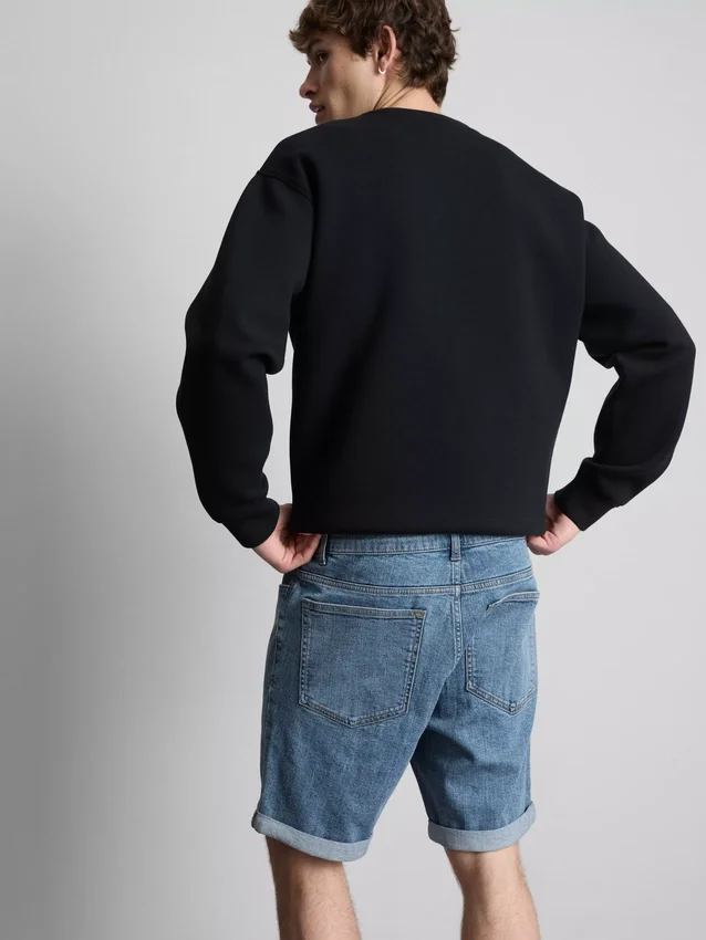 Slim-fit denimshort met middelhoge taille